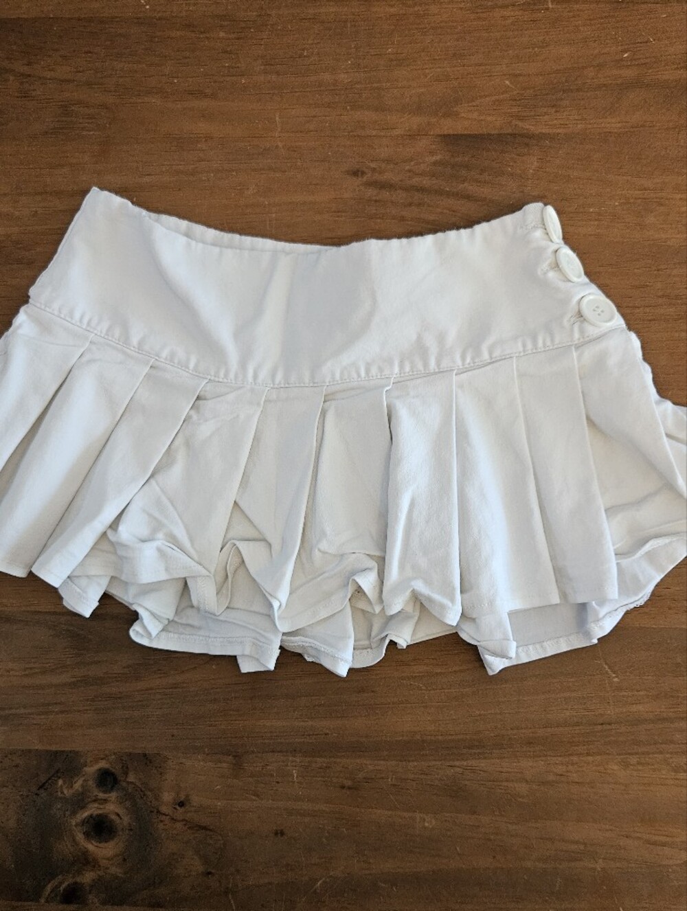 Current Mood White Pleated Micro Mini Skirt Stretch Button Closure Size S